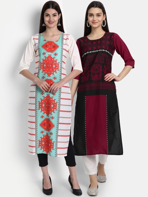 

7Threads Women Pack Of 2 Kurtas, White