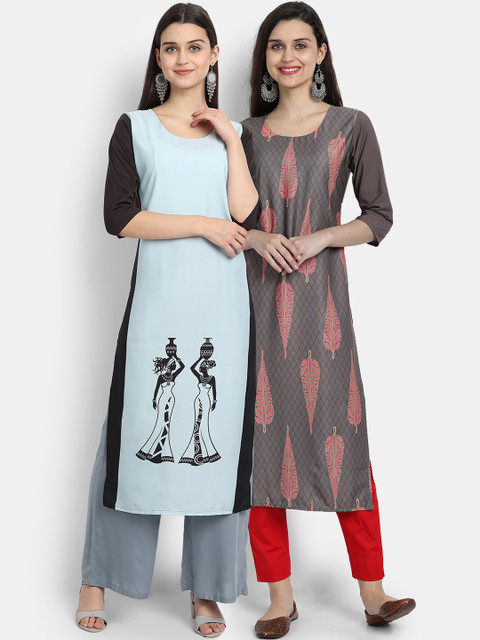 

7Threads Women Pack Of 2 Kurtas, Blue