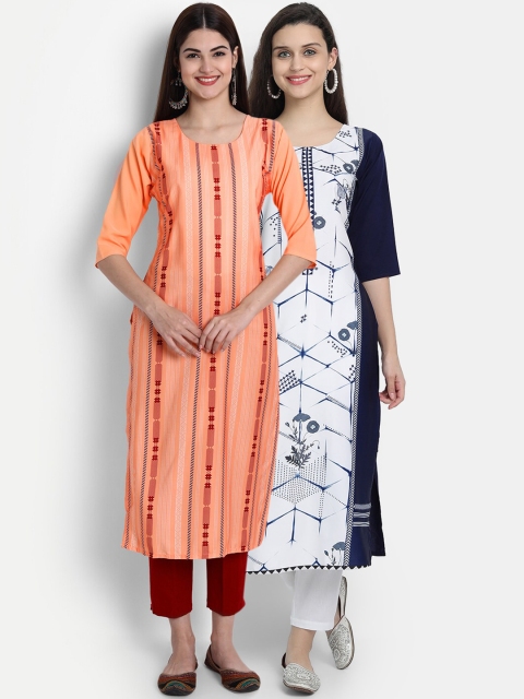 

7Threads Women Pack Of 2 Kurtas, Peach