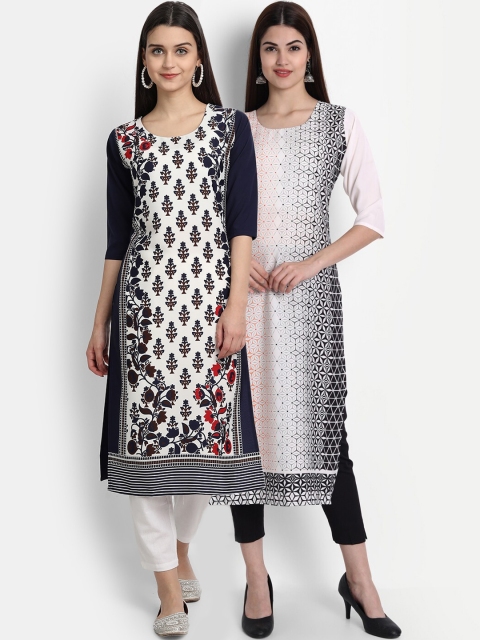 

7Threads Women Pack Of 2 Kurtas, Black