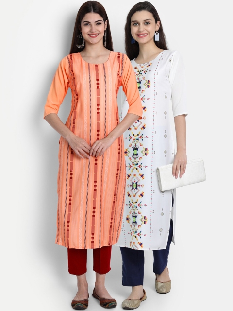 

7Threads Women Pack Of 2 Kurtas, Peach
