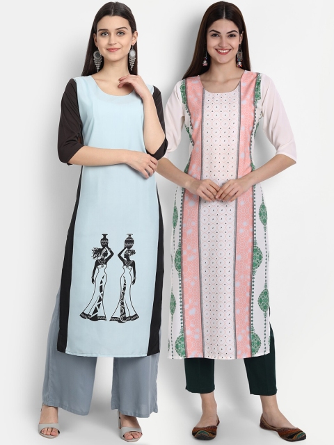 

7Threads Women Pack Of 2 Kurtas, Blue