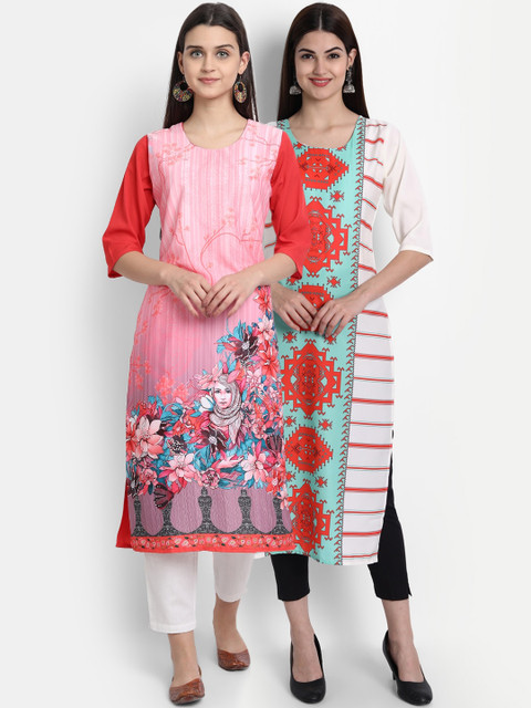 

7Threads Women Pack Of 2 Kurtas, Pink