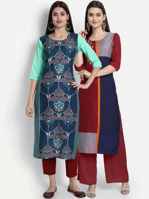 

7Threads Women Pack Of 2 Kurtas, Blue