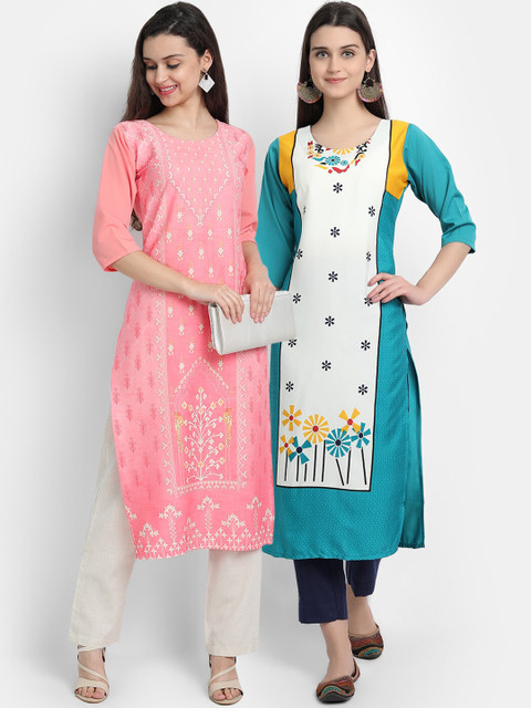 

7Threads Women Pack Of 2 Kurtas, Pink