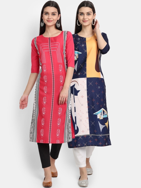 

7Threads Women Pack Of 2 Kurtas, Pink