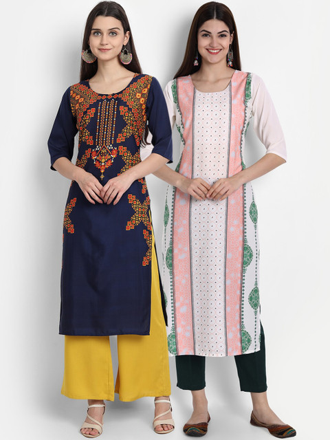 

7Threads Women Pack Of 2 Kurtas, Blue