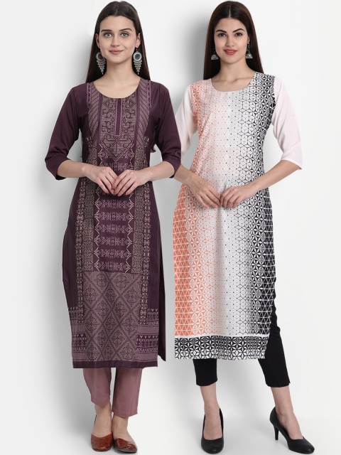 

7Threads Women Pack Of 2 Kurtas, White