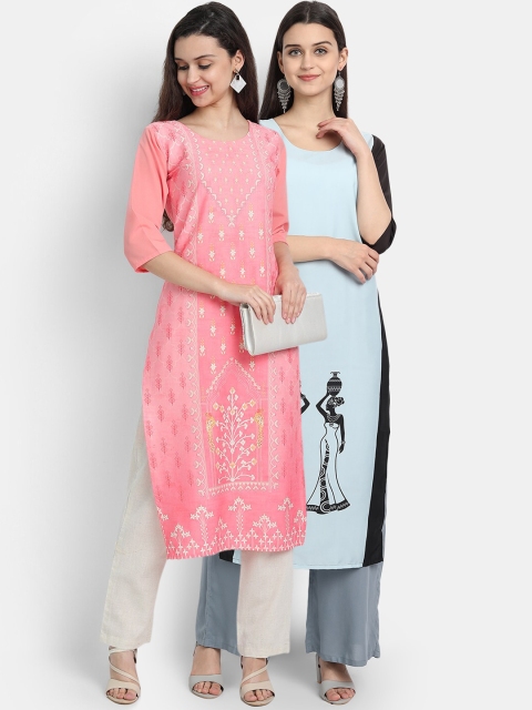 

7Threads Women Pack Of 2 Kurtas, Pink