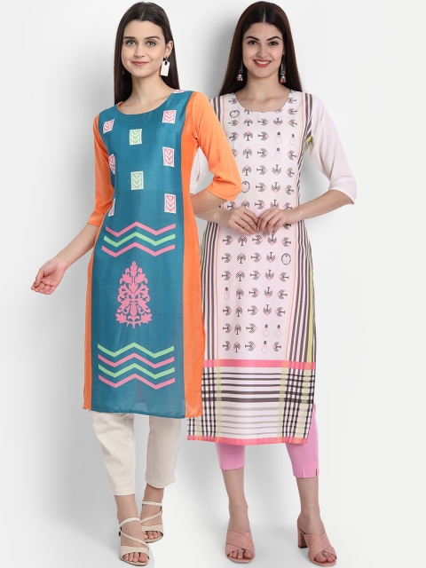 

7Threads Women Pack Of 2 Kurtas, Blue