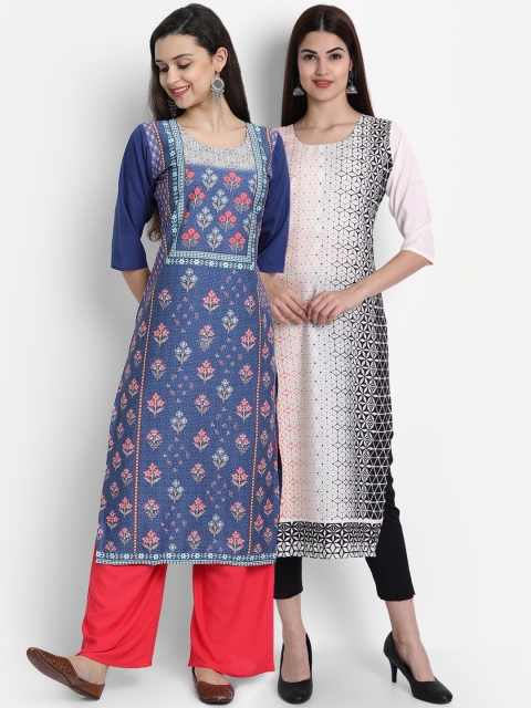 

7Threads Women Pack Of 2 Kurtas, Blue