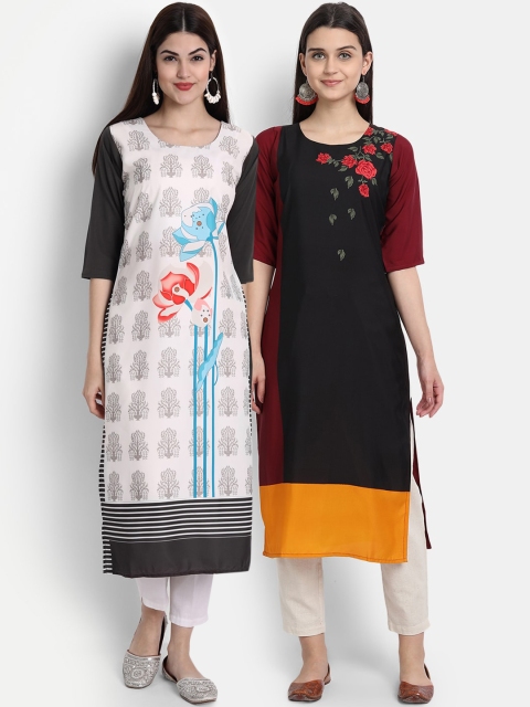

7Threads Women Pack Of 2 Kurtas, Black