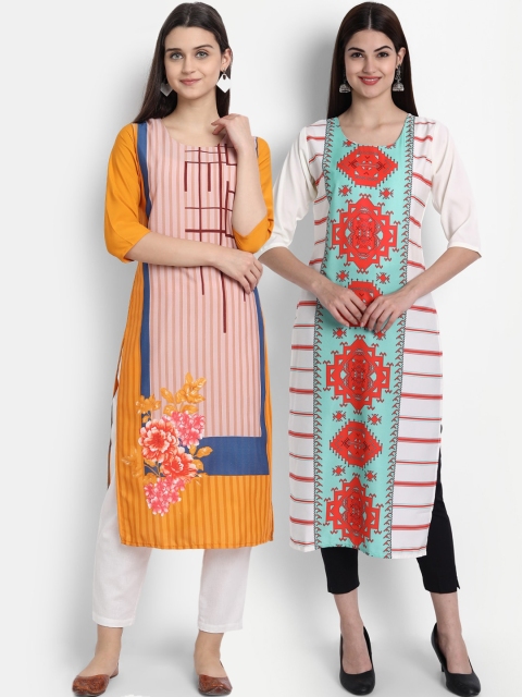 

7Threads Women Pack Of 2 Kurtas, White