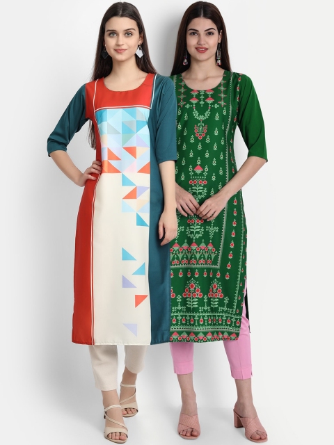 

7Threads Women Pack Of 2 Kurtas, Cream