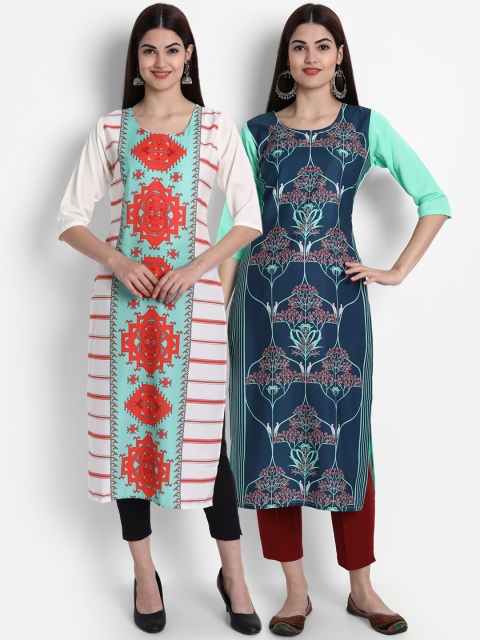 

7Threads Women Pack Of 2 Kurtas, White