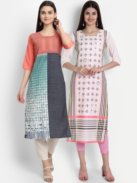 

7Threads Women Pack Of 2 Kurtas, Pink
