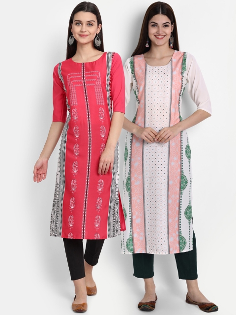 

7Threads Women Pack Of 2 Kurtas, Red