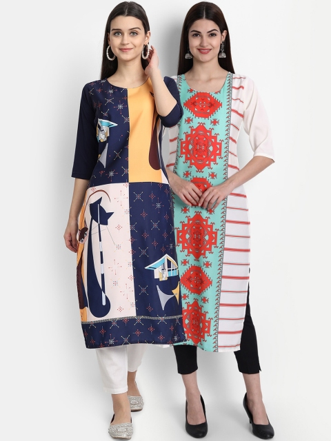 

7Threads Women Pack Of 2 Kurtas, White