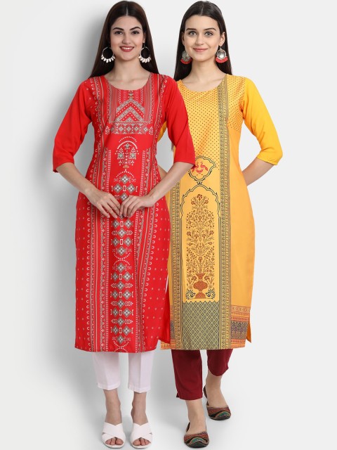 

7Threads Women Pack Of 2 Kurtas, Red