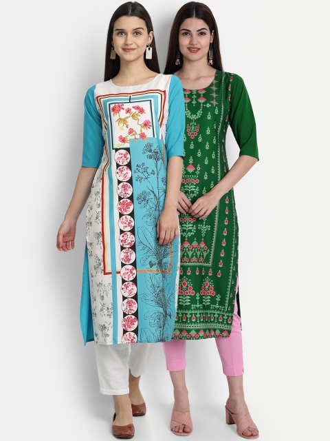 

7Threads Women Pack Of 2 Kurtas, Blue