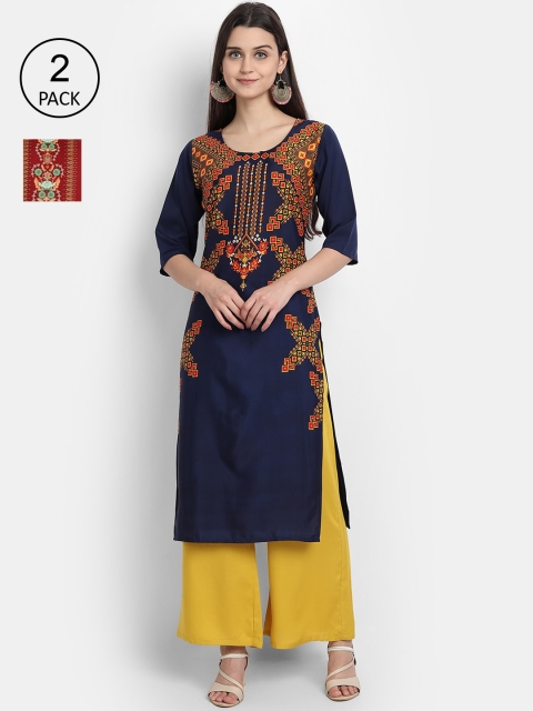 

7Threads Women Pack Of 2 Kurtas, Blue