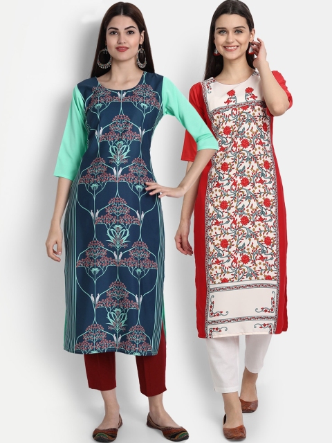 

7Threads Women Pack Of 2 Kurtas, Blue