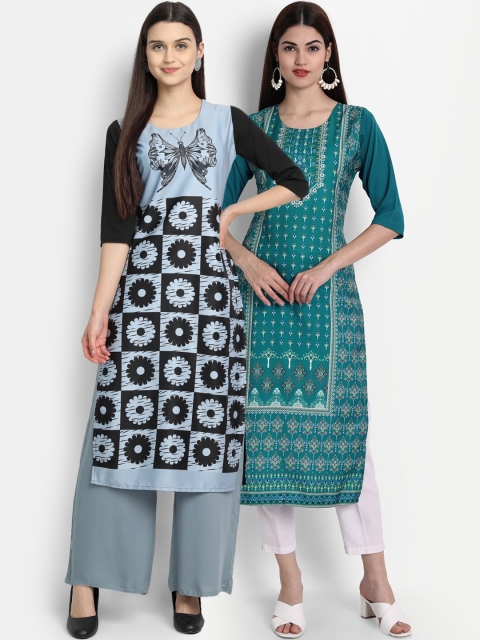 

7Threads Women Pack Of 2 Kurtas, Blue
