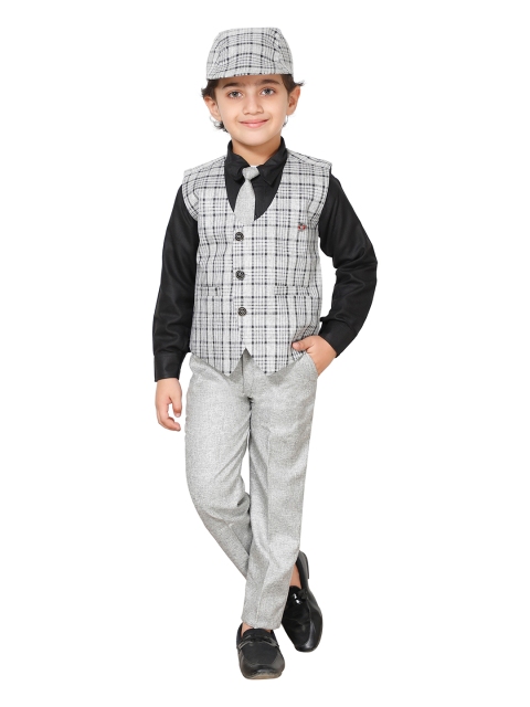 

FOURFOLDS Boys Grey & Black Checked 3 Piece Suit Set