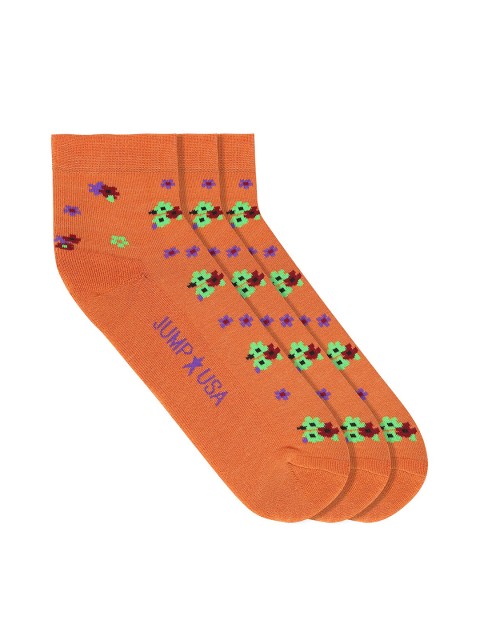 

JUMP USA Women Orange Pack Of 3 Cotton Ankle Length Socks