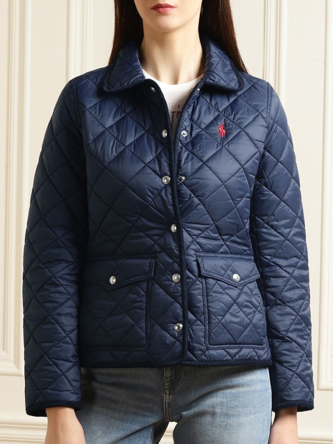 

Polo Ralph Lauren Women Navy Blue Solid Lightweight Quilted Jacket