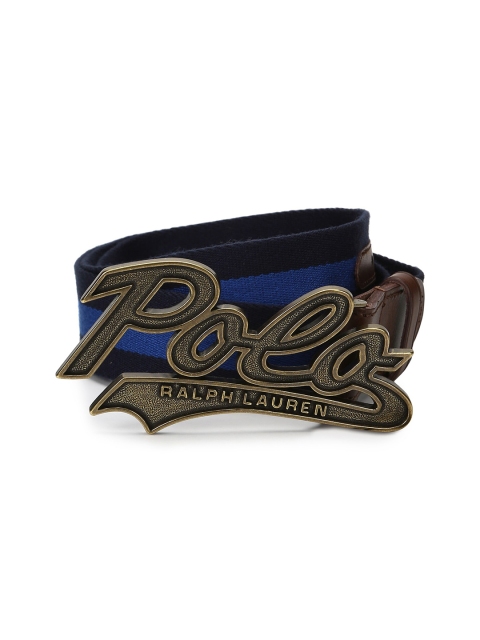 

Polo Ralph Lauren Men Navy Blue Textured Logo Leather Belt