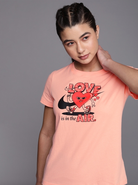 

Nike Women Coral Typography Printed T-shirt