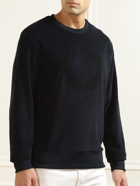 

Fred Perry Men Navy Blue Solid Cotton Sweatshirt