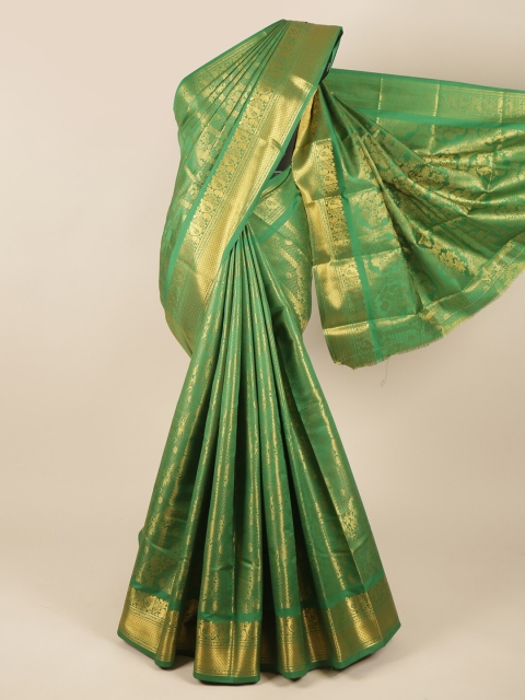 

Pothys Green & Gold-Coloured Ethnic Motifs Zari Pure Silk Saree