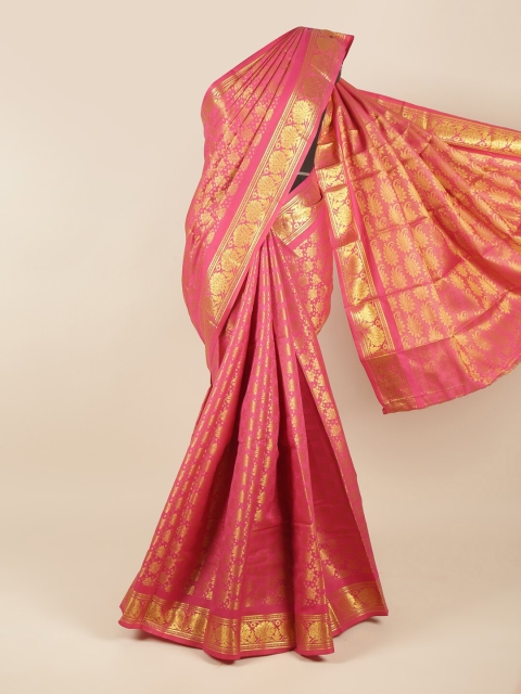 

Pothys Pink & Gold-Toned Woven Design Pure Silk Saree