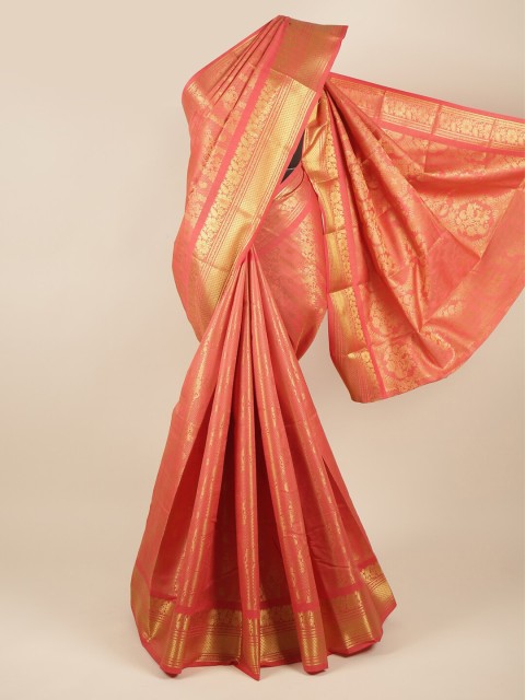 

Pothys Peach-Coloured Woven Design Zari Pure Silk Saree