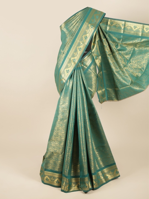 

Pothys Green & Gold-Toned Woven Design Pure Silk Saree