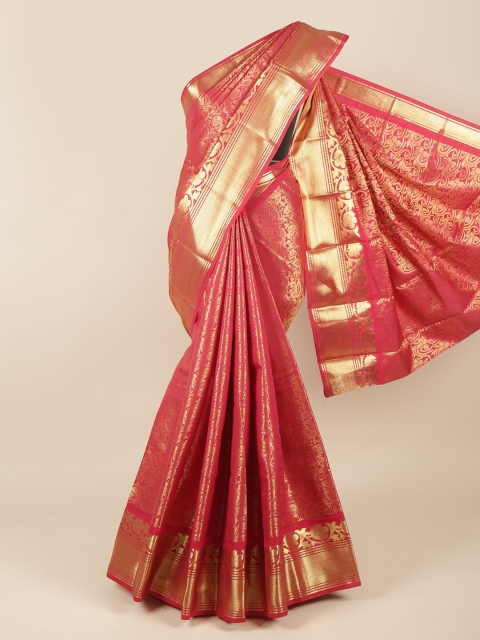 

Pothys Pink & Gold-Toned Woven Design Zari Pure Silk Saree