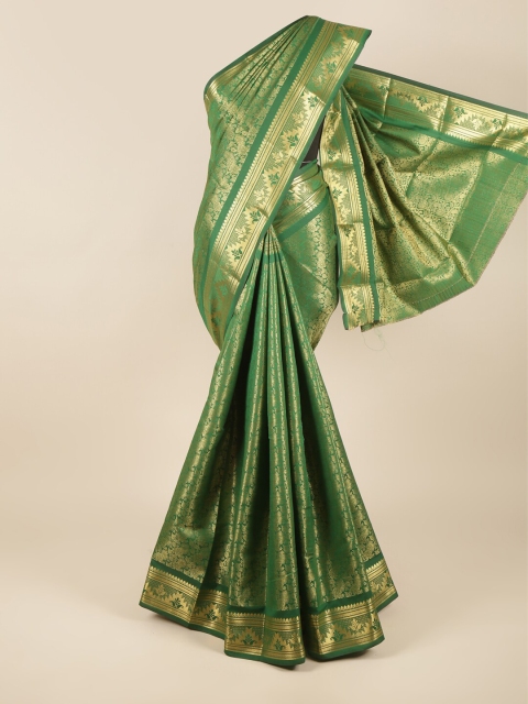 

Pothys Green & Gold-Toned Woven Design Zari Pure Silk Saree