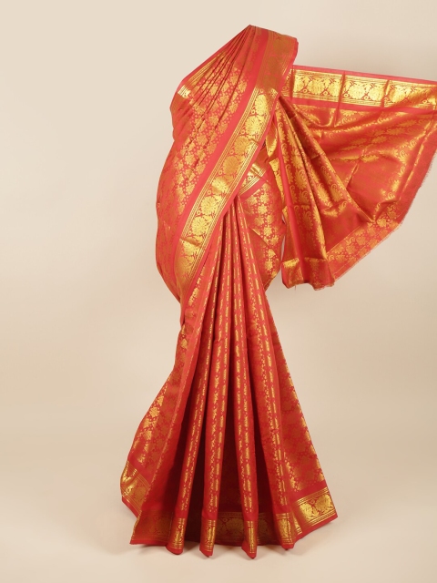 

Pothys Red & Gold-Toned Woven Design Pure Silk Saree
