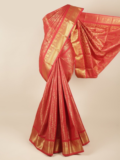 

Pothys Red & Gold-Coloured Ethnic Motifs Zari Pure Silk Saree