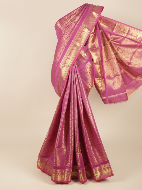 

Pothys Magenta & Gold Ethnic Motifs Zari Pure Silk Saree