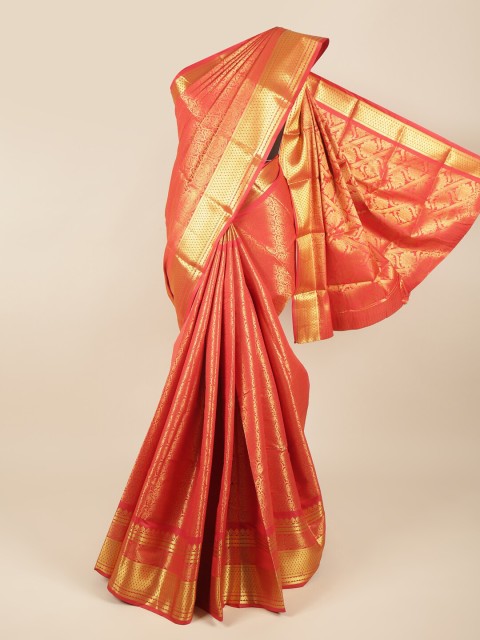 

Pothys Red & Gold-Toned Woven Design Zari Pure Silk Saree