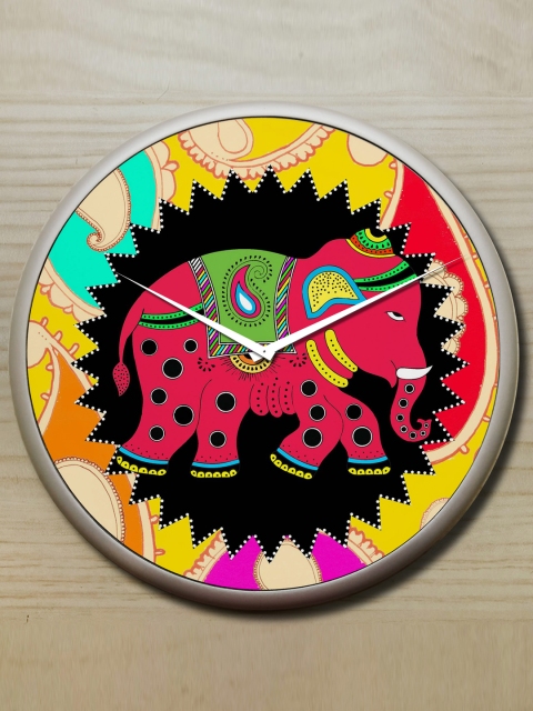 

STYBUZZ Multicoloured Dial Round 27.94 cm Wall Clock, Multi