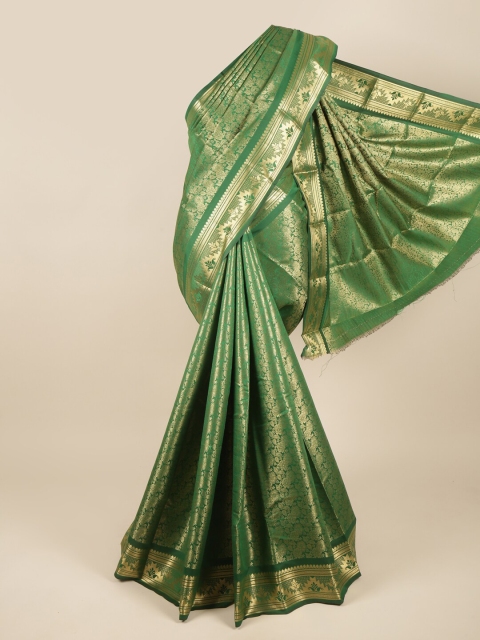

Pothys Green & Gold-Toned Woven Design Zari Pure Silk Saree