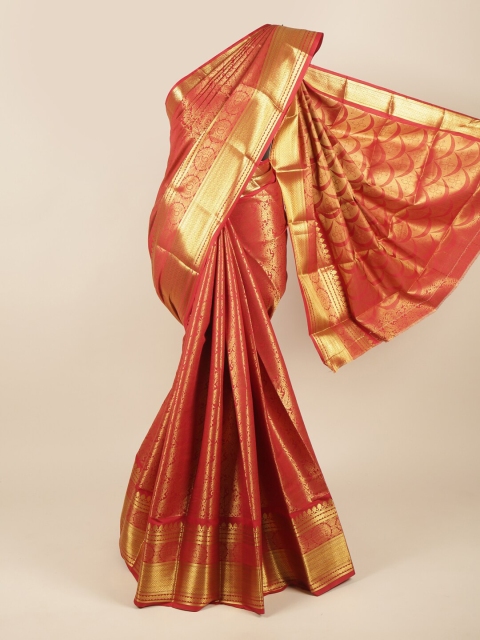 

Pothys Red & Gold-Coloured Ethnic Motifs Zari Pure Silk Saree
