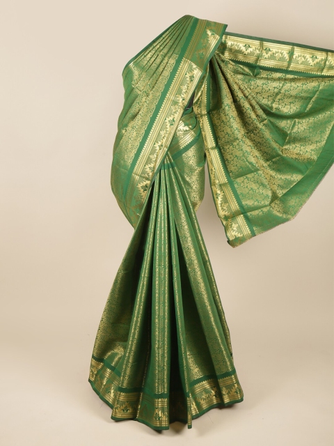 

Pothys Green & Gold-Toned Woven Design Zari Pure Silk Saree