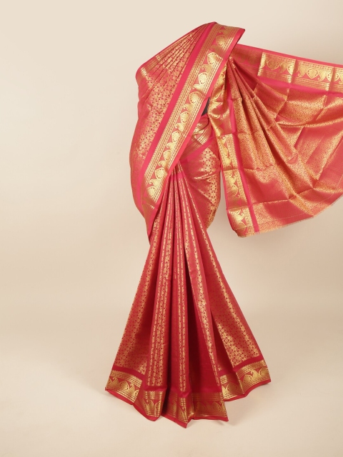 

Pothys Red & Gold-Toned Woven Design Pure Silk Saree
