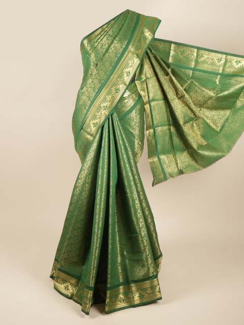 

Pothys Green & Gold-Toned Woven Design Zari Pure Silk Saree