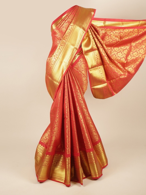 

Pothys Red & Gold-Toned Woven Design Zari Pure Silk Saree
